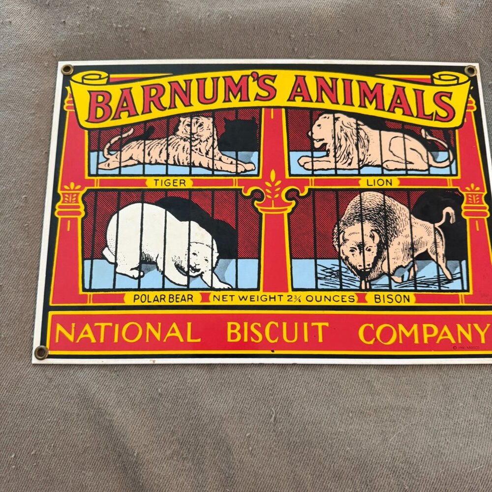 Vintage 1990 Animal Cracker Metal Sign